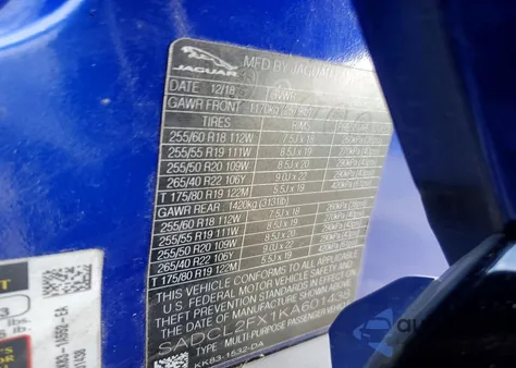 2019 Jaguar F-Pace R - Sport из США, поврежденный, VIN SADCL2FX1KA601438